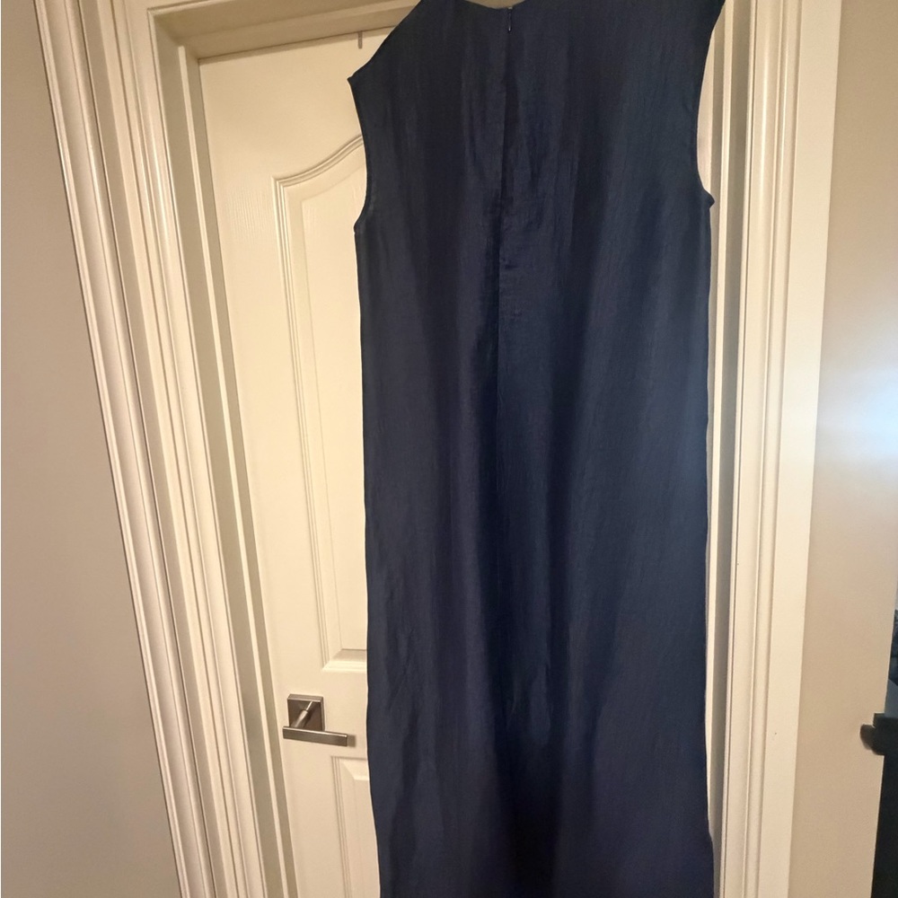 Navy Embroidered Sleeveless Maxi Dress - Picture 2 of 5
